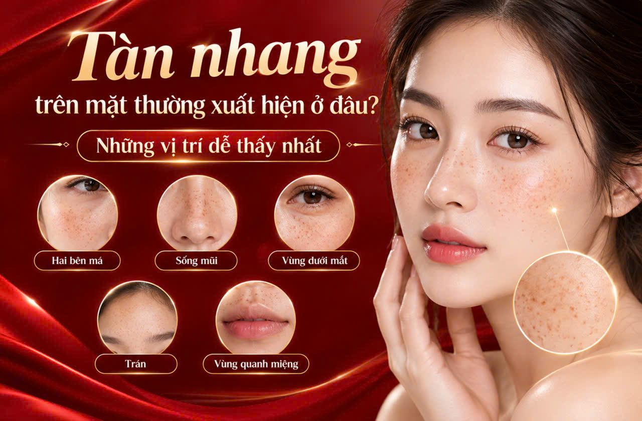 Tàn nhang trên mặt thường xuất hiện ở đâu? Những vị trí dễ thấy nhất