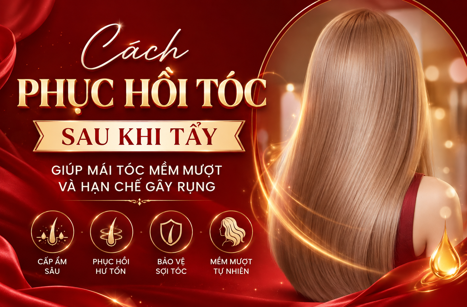 Cách phục hồi tóc sau khi tẩy giúp mái tóc mềm mượt và hạn chế gãy rụng