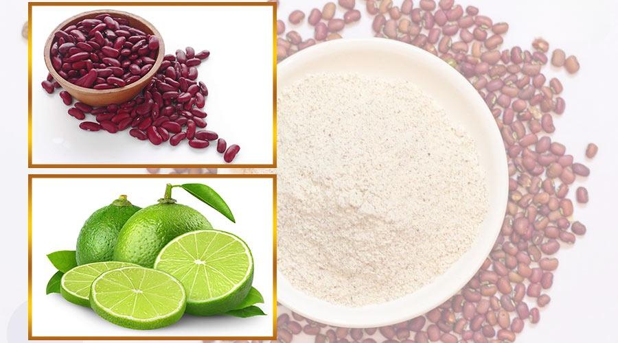bột đậu đỏ với sữa tươi và chanh