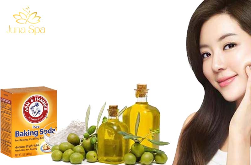 baking soda với dầu oliu