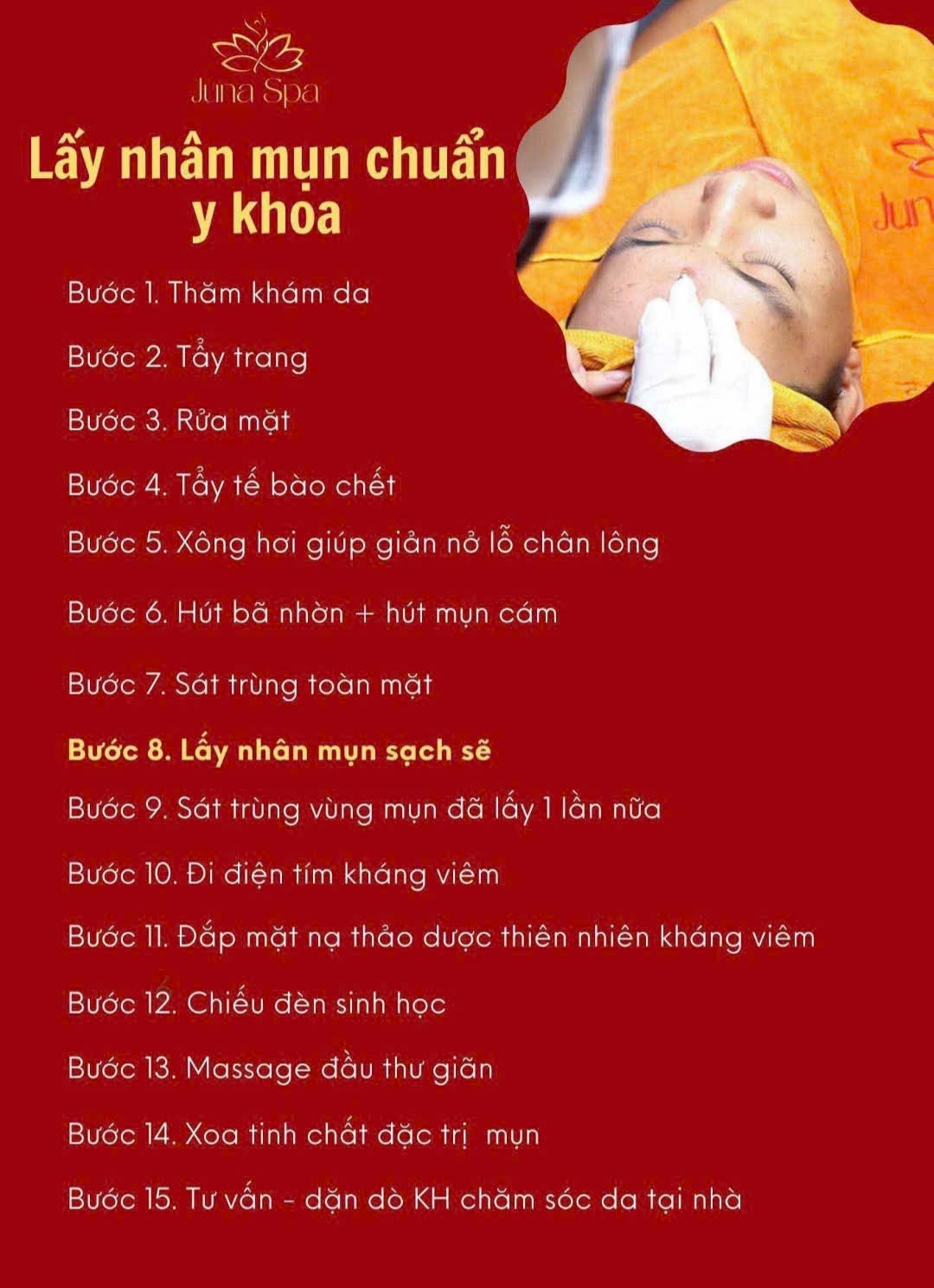 Lấy nhân mụn quy trình 16 bước chuẩn Châu Âu - chăm sóc toàn diện từ làm sạch đến phục hồi